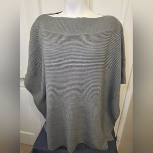 NWT LOFT Outlet Ribbed Knit Pullover Poncho Cozy Comfy- OS Gray